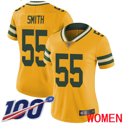 Green Bay Packers Limited Gold Women #55 Smith Za Darius Jersey Nike NFL 100th Season Rush Vapor Untouchable